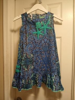 Antica Sartoria by Giacomo Cinque Blue & Teal Paisley Dress Sz.6 Yrs